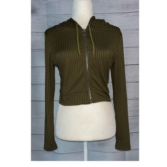 Shein SXY Rib-Knit-O-Ring Zipper Drawstring Hoodie & Leggings - Picture 6 of 10